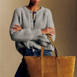 Sezane Emile Cardigan Mottled Grey - Size L